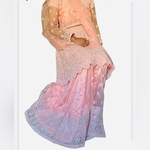 Bridal Embroidered Lehenga Set In Peach Wedding Party Indian/Pakistani Dress Xs